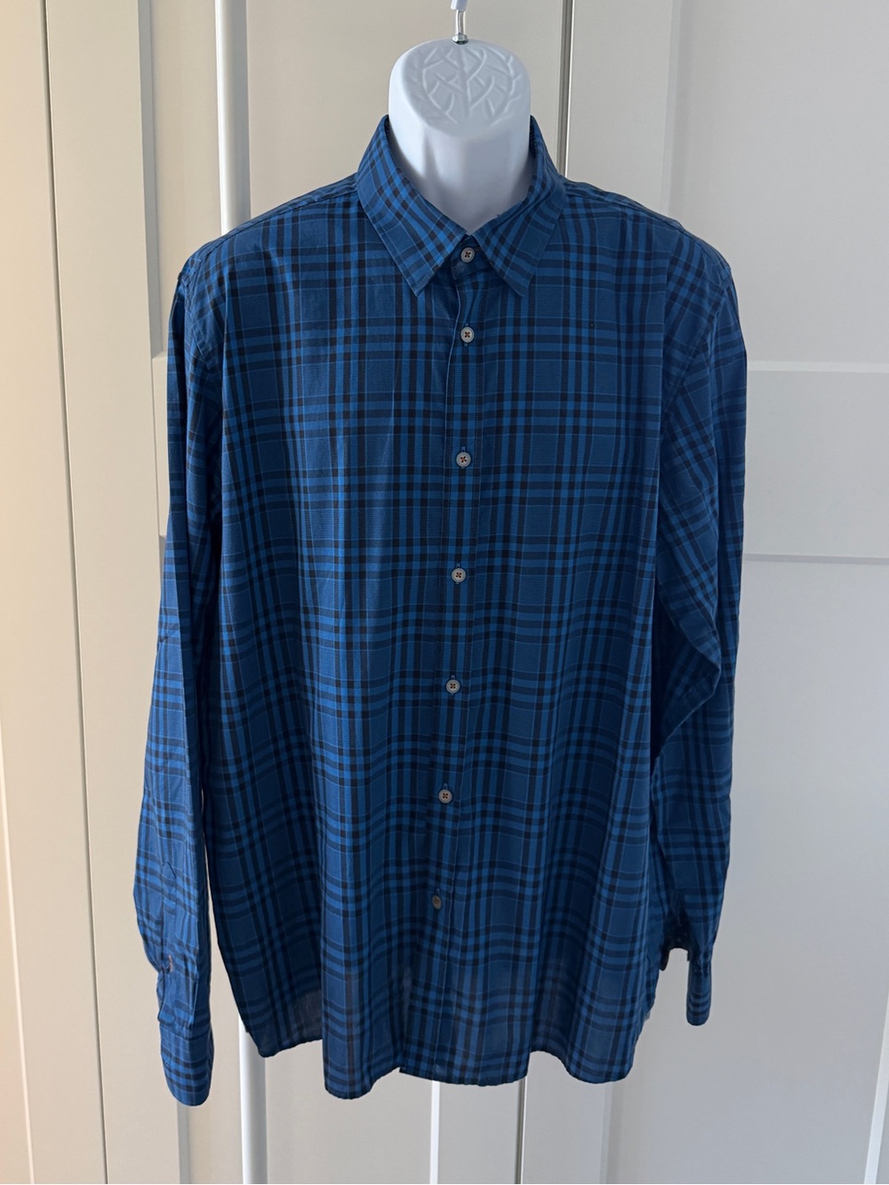 Ted Baker Blue Plaid Long-Sleeve Button Down Shirt